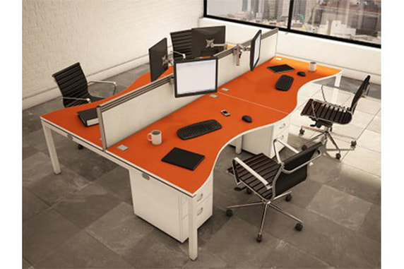 decoração de escritórios em cor de laranja
