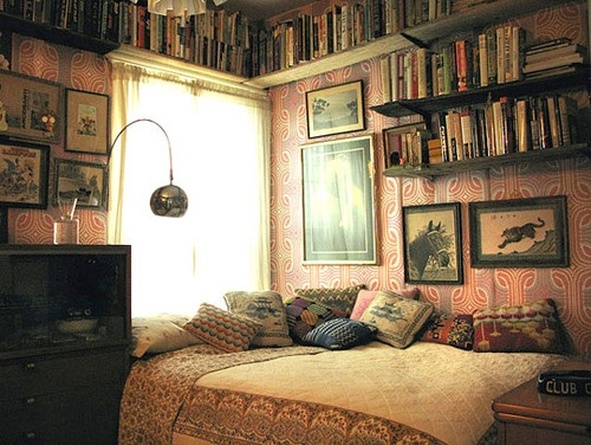 livros vintage quarto
